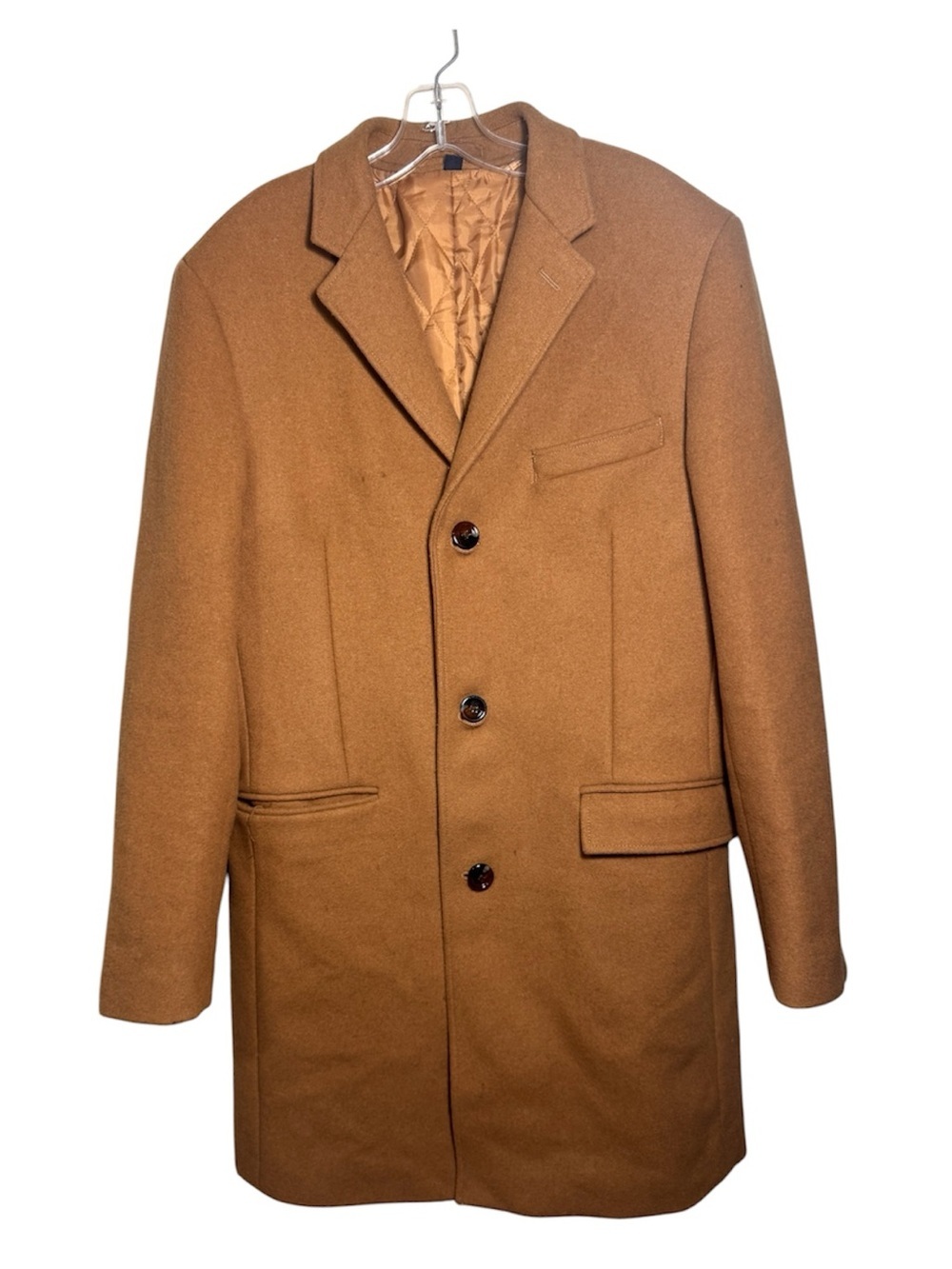 J.CREW Men’s Brown Wool Blend Long Overcoat Button Front Notch Lined 40